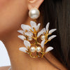 MOTHER OF PEARL VINE LEAF CHANDELIER EARRINGS