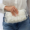 Lele Sadoughi BAGS IVORY PEARL WILLOW BEADED CLUTCH