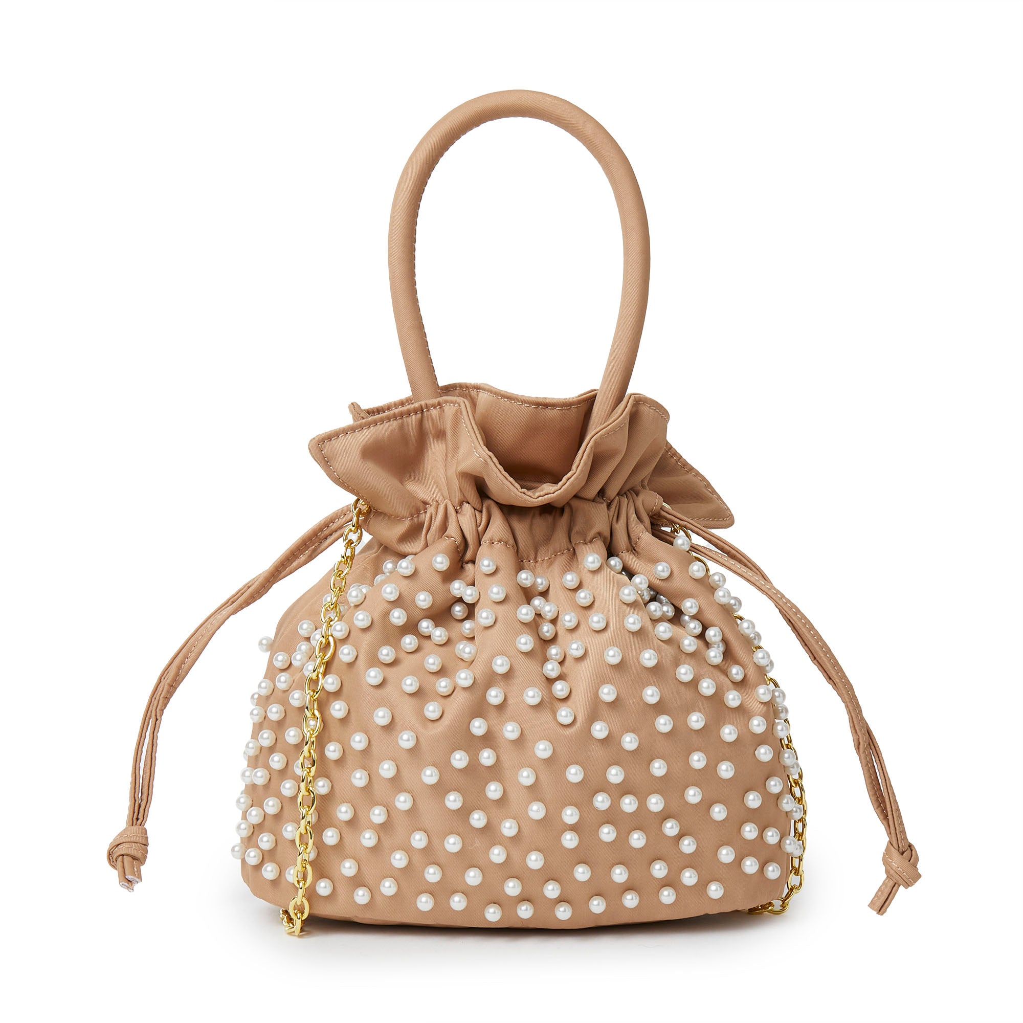 Lele Sadoughi BAGS KHAKI PEARL SIA DRAWSTRING BAG