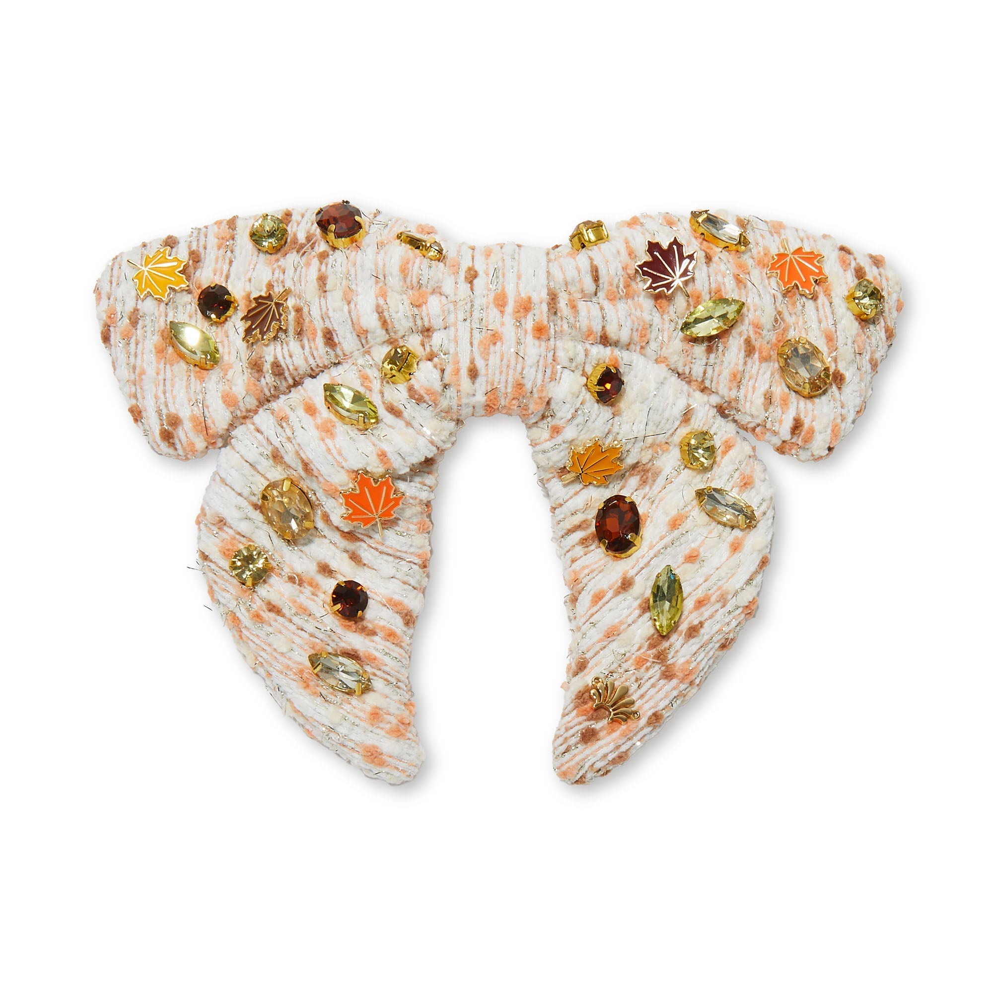 Lele Sadoughi Barrettes AUTUMN BOUCLE FALLING LEAVES CRYSTAL CRYSTAL BOW BARRETTE