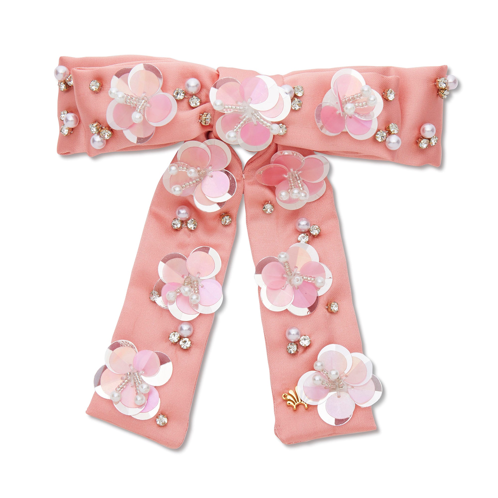 Lele Sadoughi Barrettes BLUSH MELON ANTOINETTE PAILLETTE FLORAL BOW