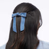 Lele Sadoughi Barrettes DENIM BARDOT SCALLOPED EDGE BOW BARRETTE