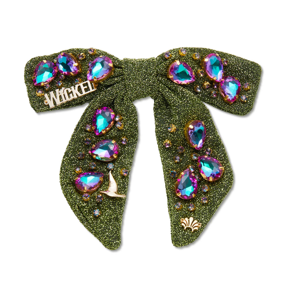 Lele Sadoughi Barrettes ELPHABA EARTH LELE X WICKED CRYSTAL SHIMMER BOW BARRETTE