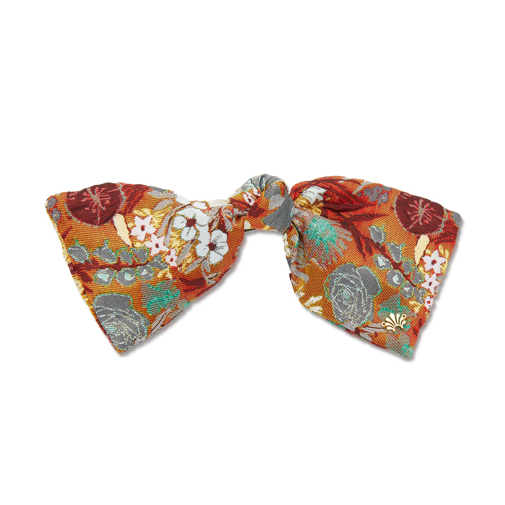 Lele Sadoughi Barrettes FLORAL RUST BROCADE PALOMA BOW BARRETTE