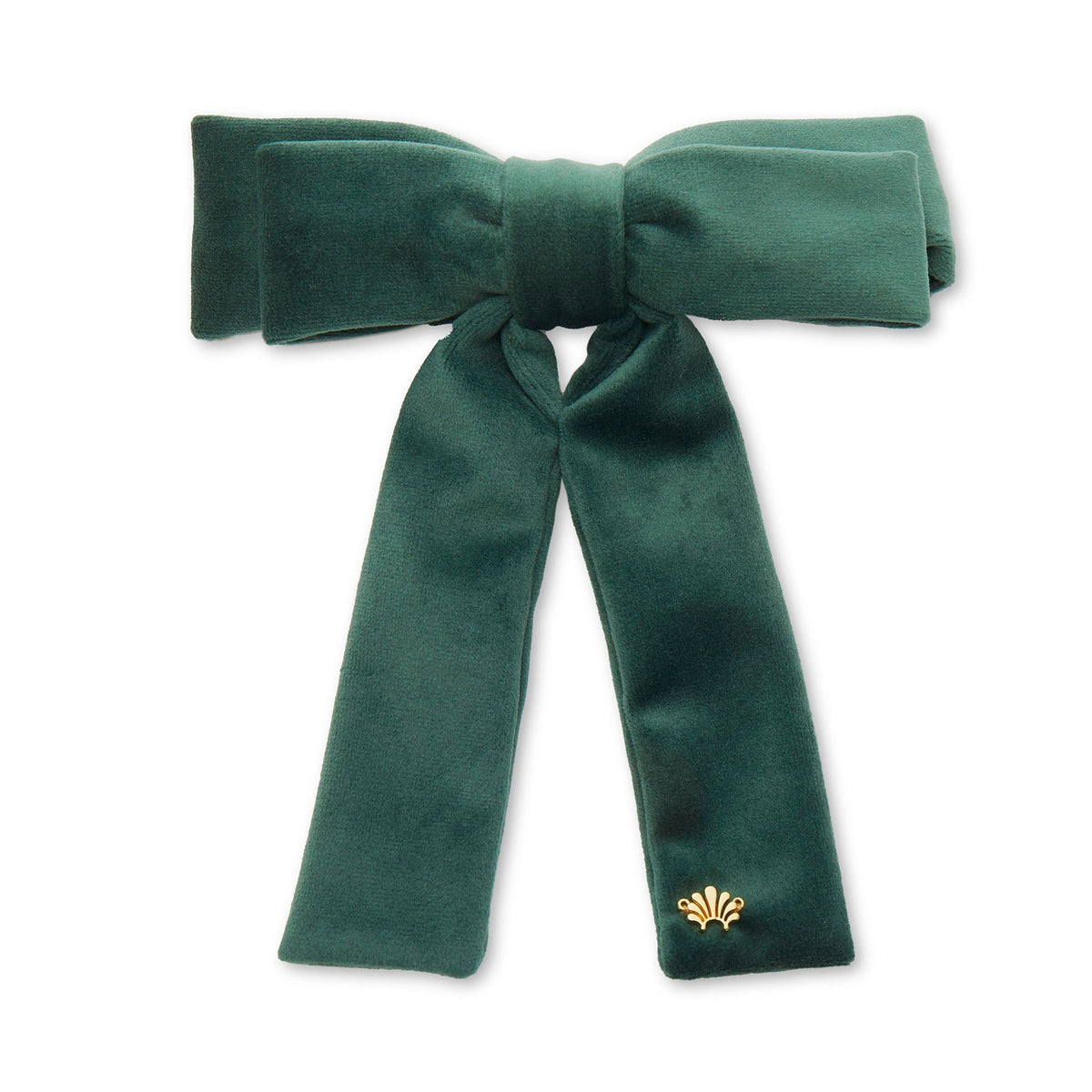 Lele Sadoughi Barrettes FOREST GREEN VELVET ANTOINETTE BOW BARRETTE