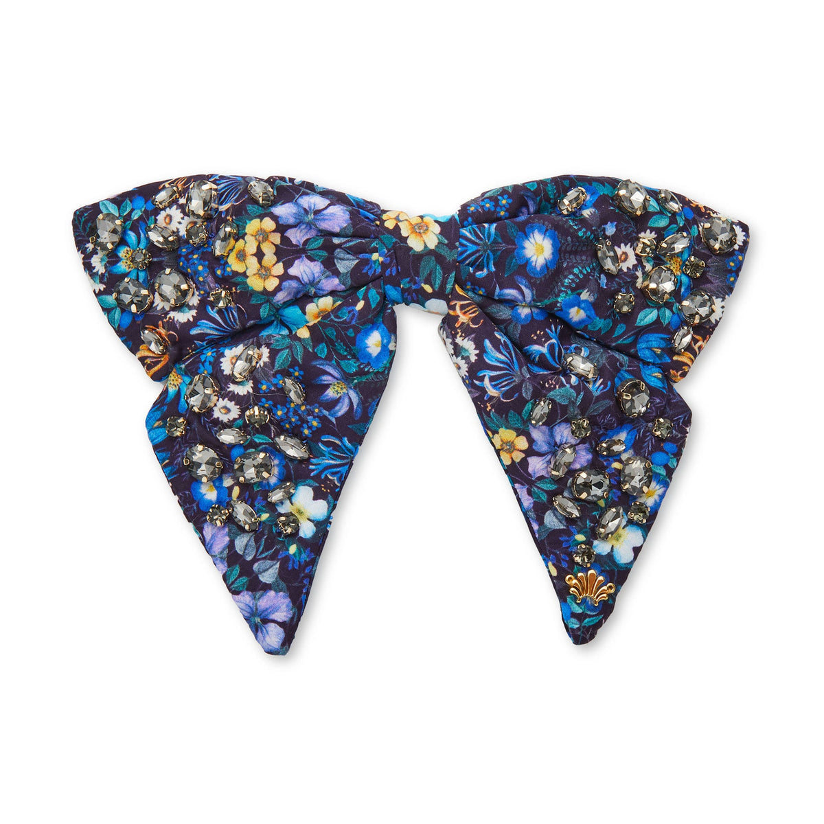 Lele Sadoughi Barrettes INDIGO GARDEN LIBERTY CRYSTAL BOW BARRETTE