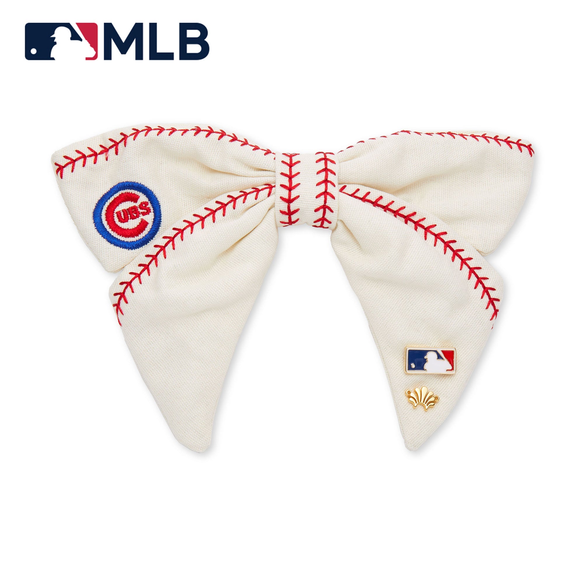 Lele Sadoughi Barrettes IVORY CHICAGO CUBS LELE X MLB BOW BARRETTE