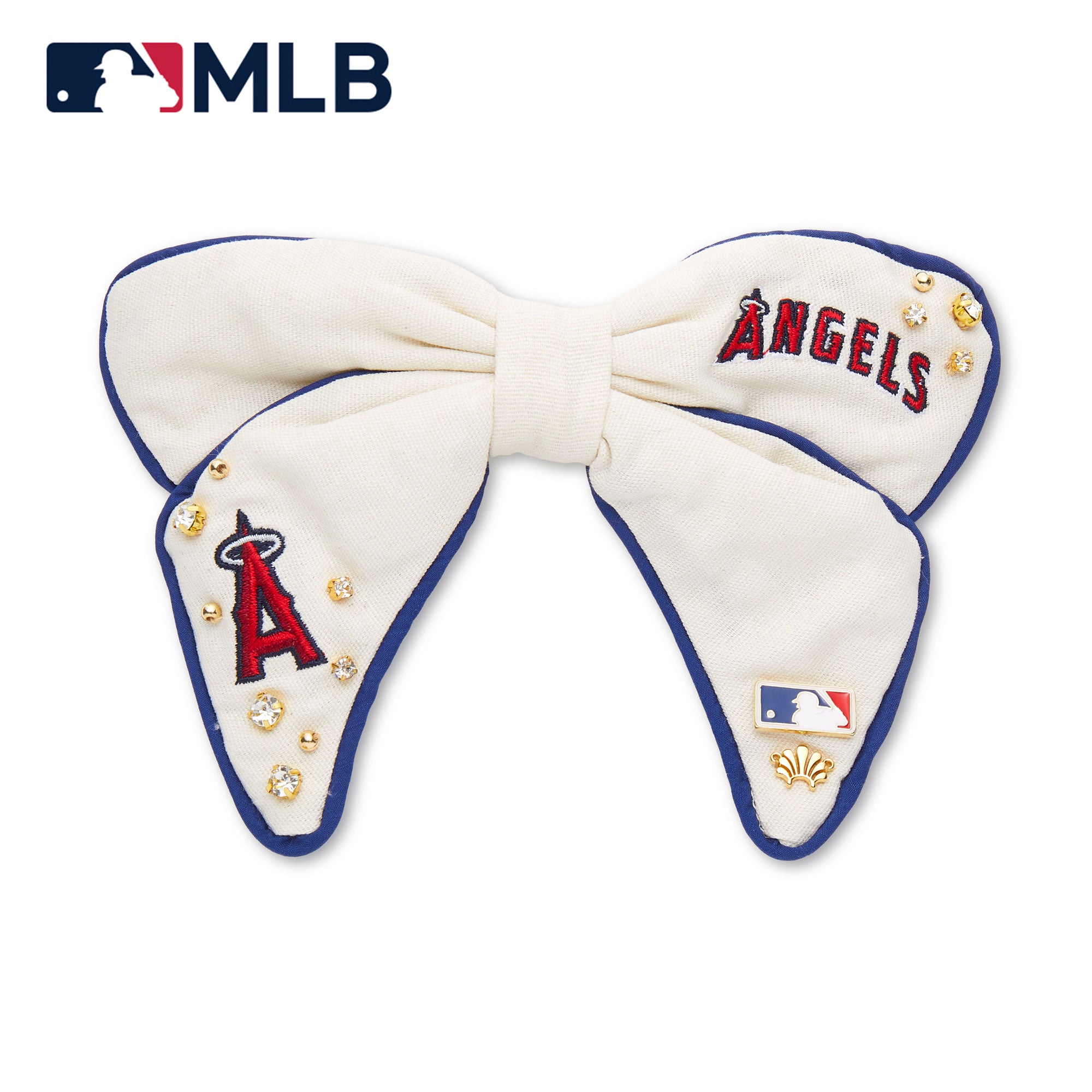 Lele Sadoughi Barrettes IVORY LOS ANGELES ANGELS LELE X MLB BOW BARRETTE