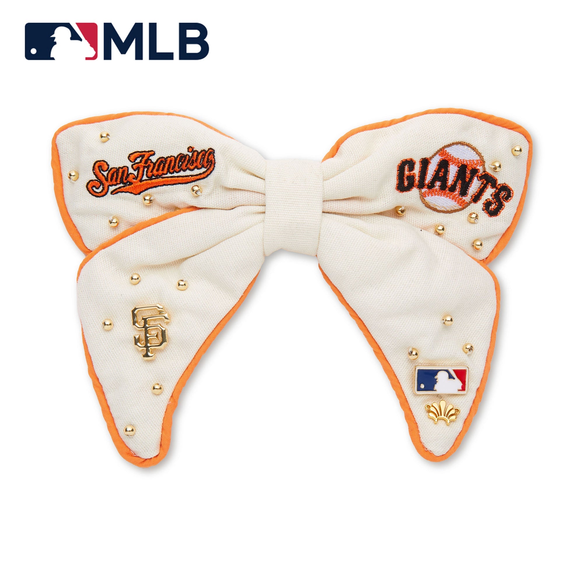 Lele Sadoughi Barrettes IVORY SAN FRANCISCO GIANTS LELE X MLB BOW BARRETTE