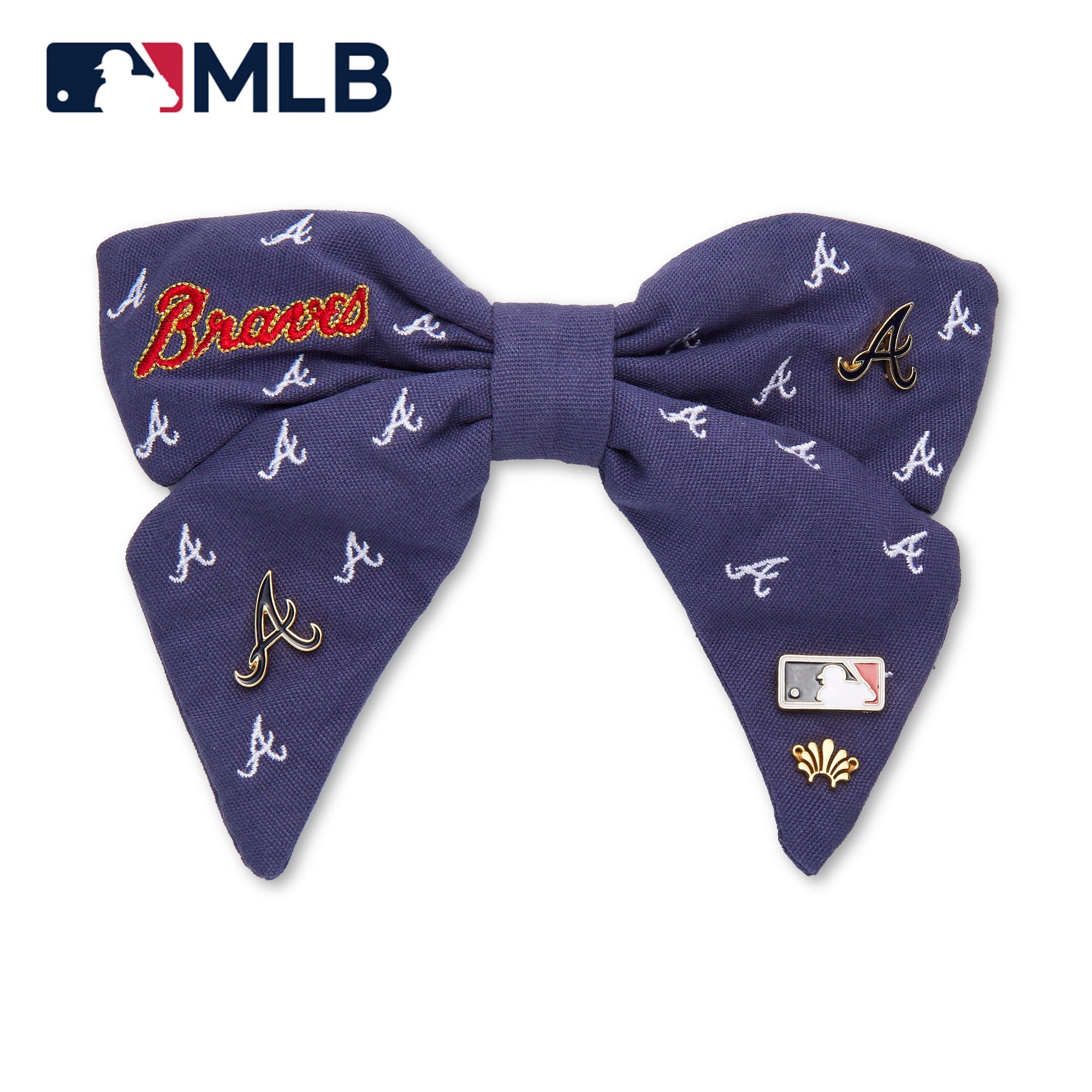 Lele Sadoughi Barrettes NAVY ATLANTA BRAVES LELE X MLB BOW BARRETTE