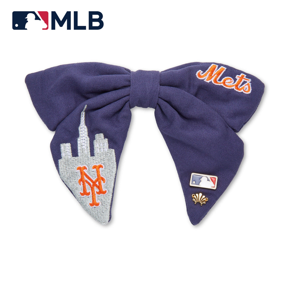 Lele Sadoughi Barrettes NAVY NEW YORK METS LELE X MLB BOW BARRETTE