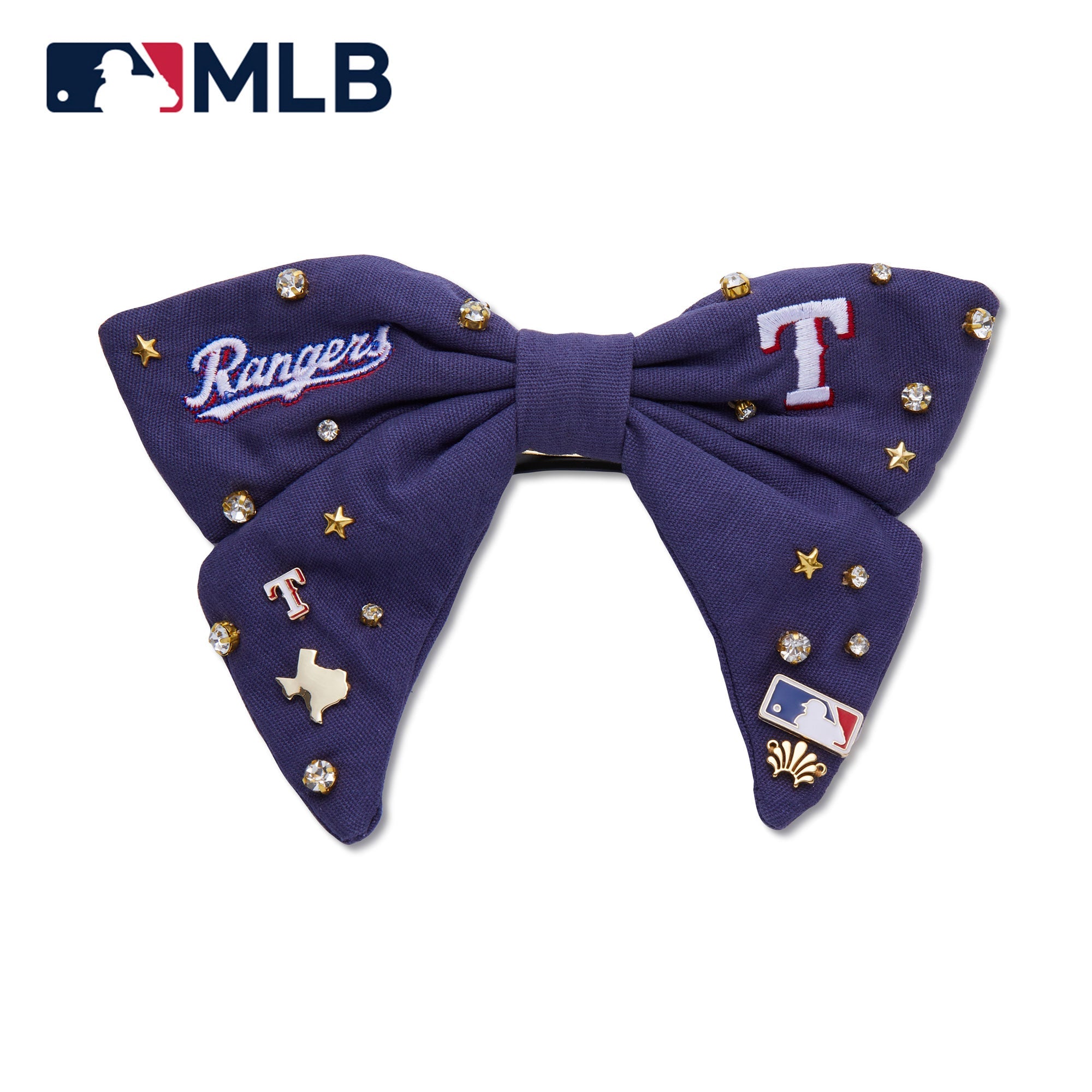 Lele Sadoughi Barrettes NAVY TEXAS RANGERS LELE X MLB BOW BARRETTE