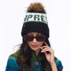 Lele Sadoughi COLD WEATHER BLACK & FOREST APRES BEANIE