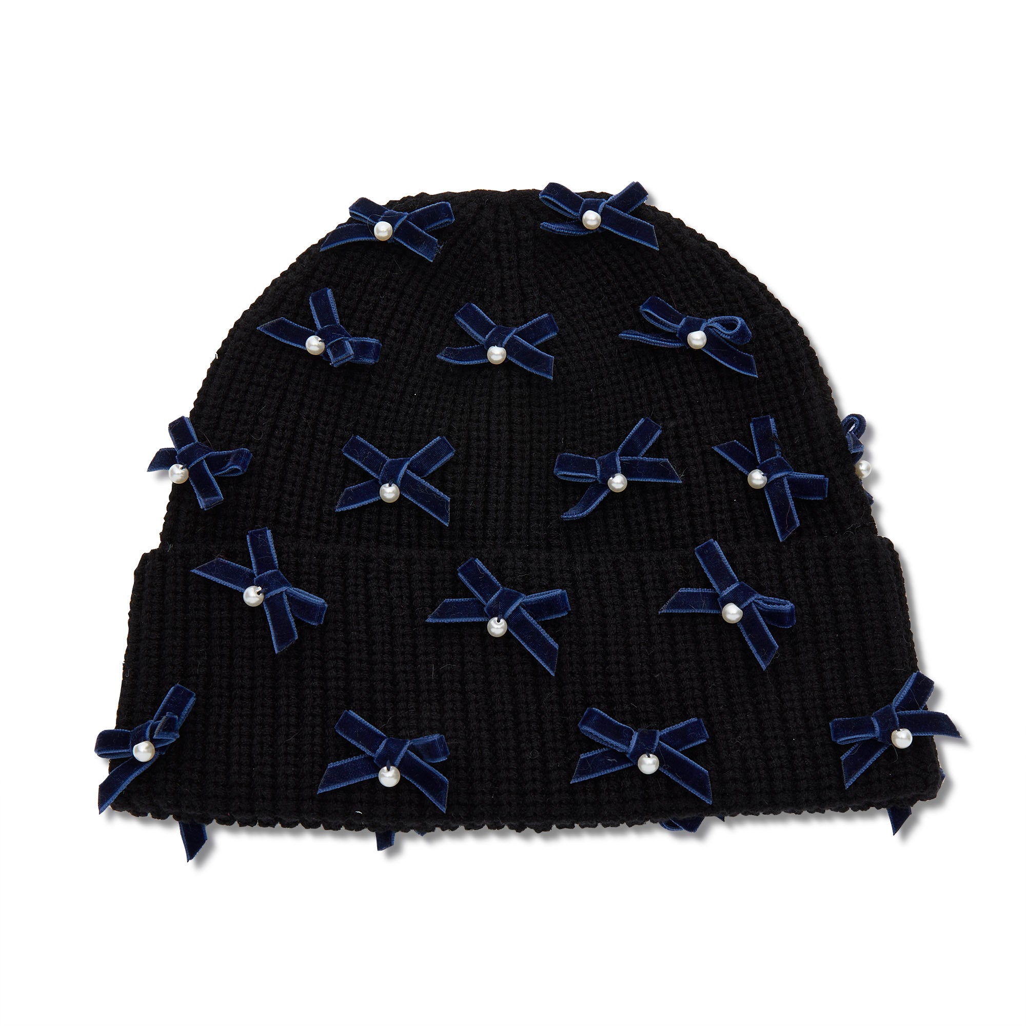 Lele Sadoughi COLD WEATHER JET BOW EMBELLISHED BEANIE