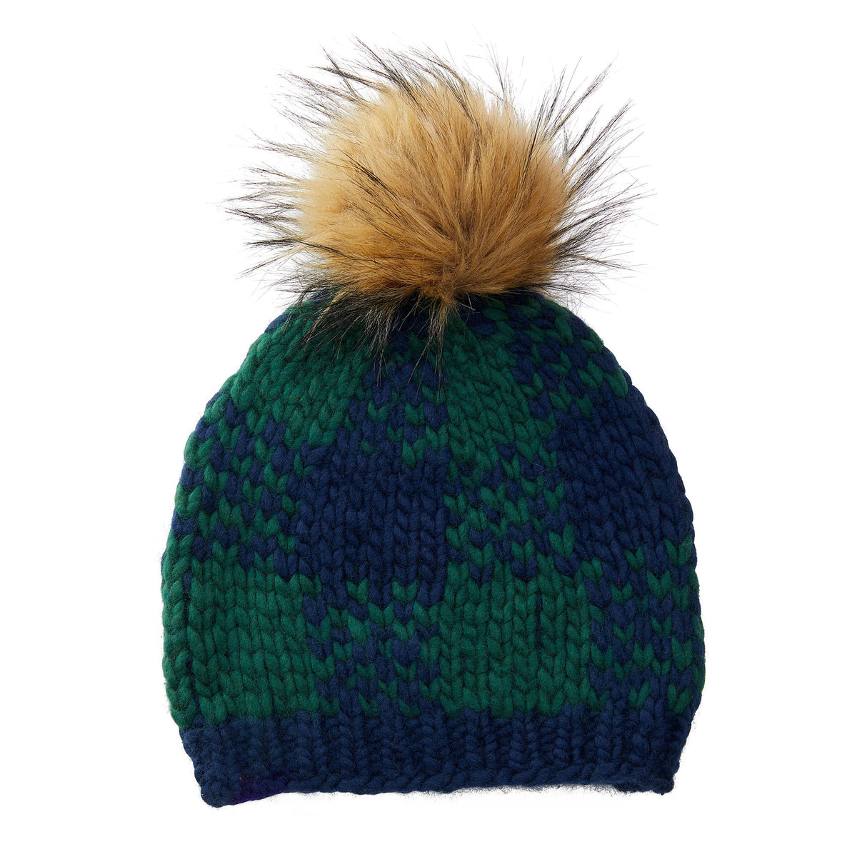 Lele Sadoughi COLD WEATHER NAVY & FOREST PLAID BEANIE