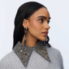 Lele Sadoughi COLLARS CHARCOAL TWILL PAYTON MIXED CRYSTAL POINTED COLLAR