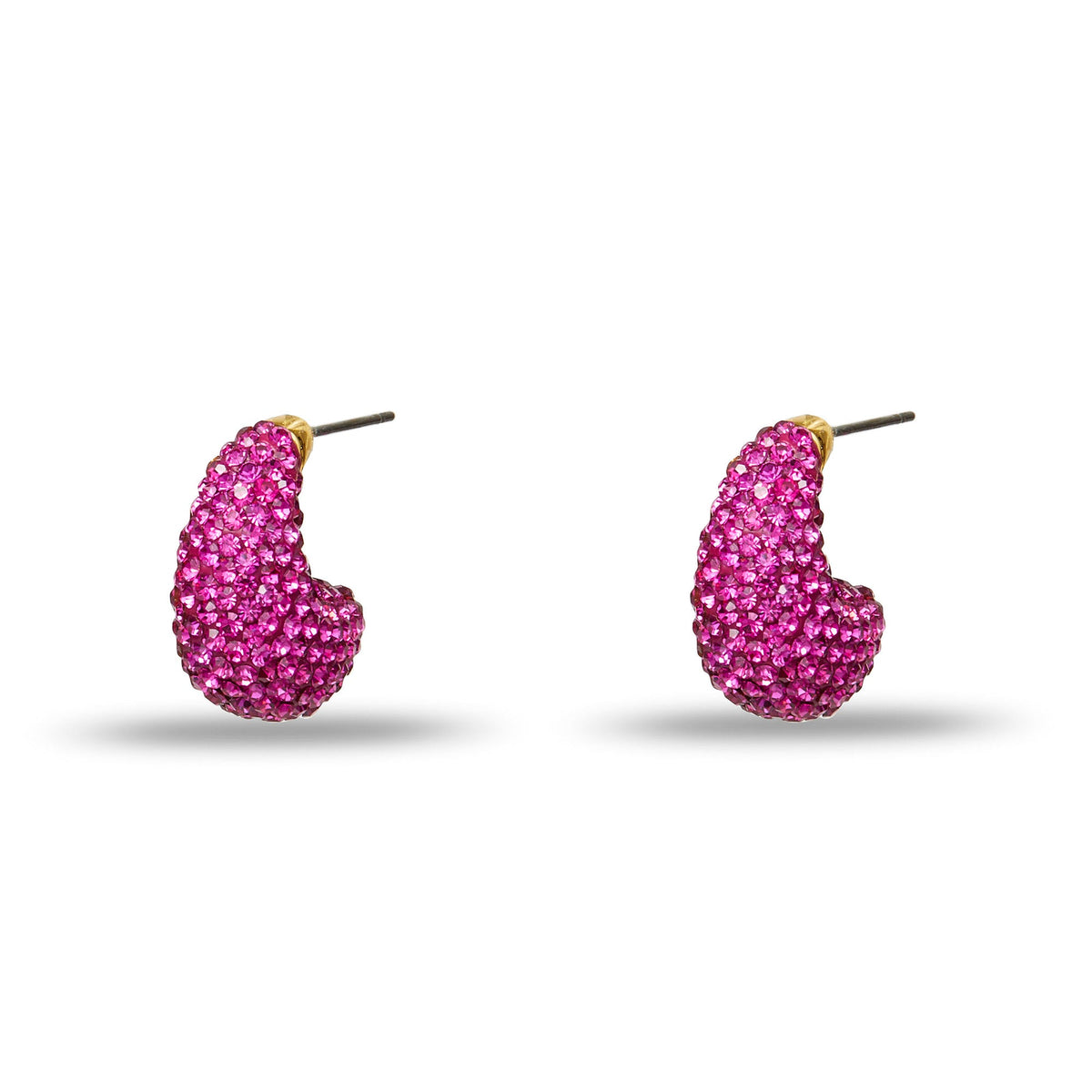 Lele Sadoughi EARRINGS FLAMINGO PAVE DOME MINI HOOP EARRINGS