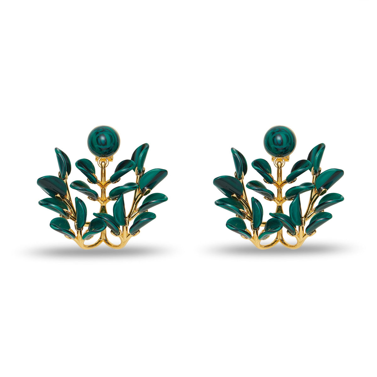 Lele Sadoughi EARRINGS MALACHITE VINE LEAF CHANDELIER EARRINGS