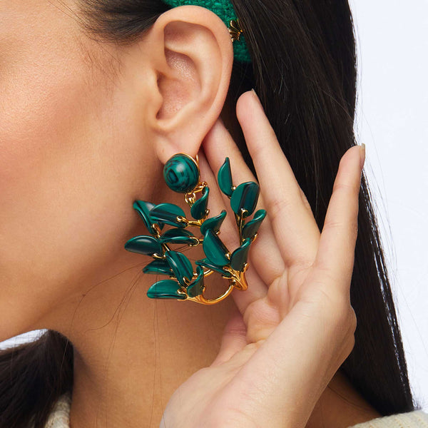 NEW LELE SADOUGHI Garden Iris Earrings Clip On Howlite Petal Drop Earrings- buy $225