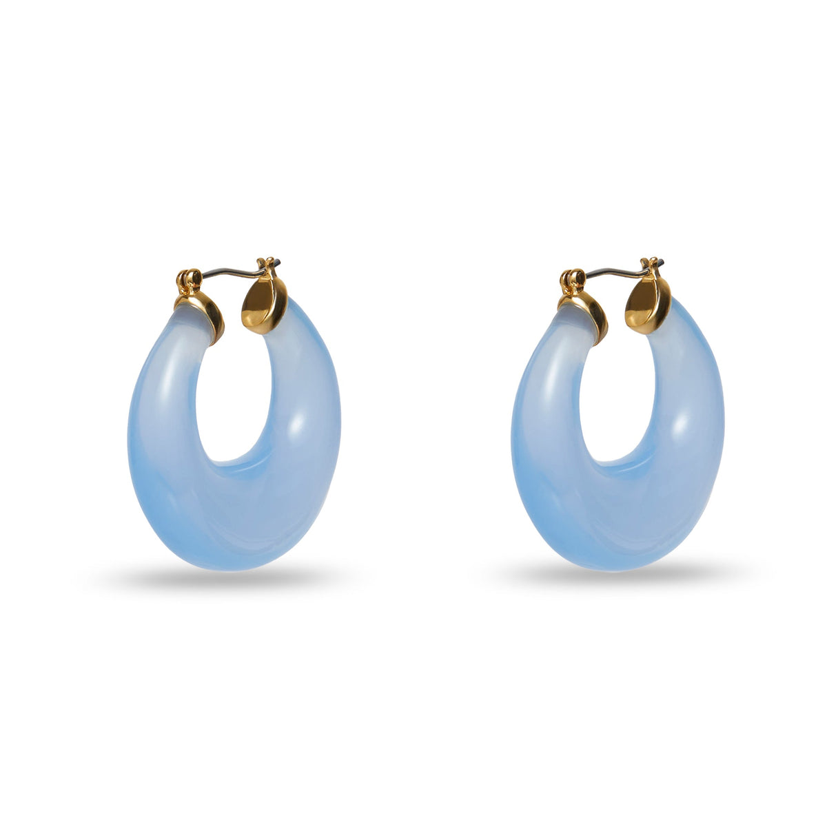 Lele Sadoughi EARRINGS MARCH AQUAMARINE BIRTHSTONE DOUBLE HOOP