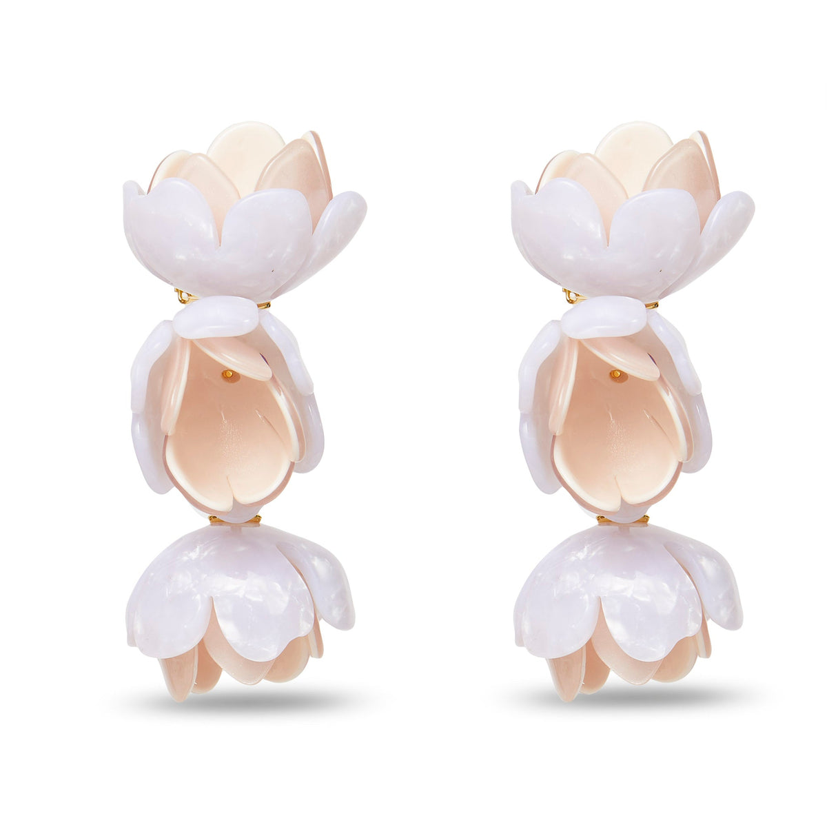 Lele Sadoughi EARRINGS MOTHER OF PEARL ROSE PETAL TRIPLE DROP CLIP-ON
EARRINGS