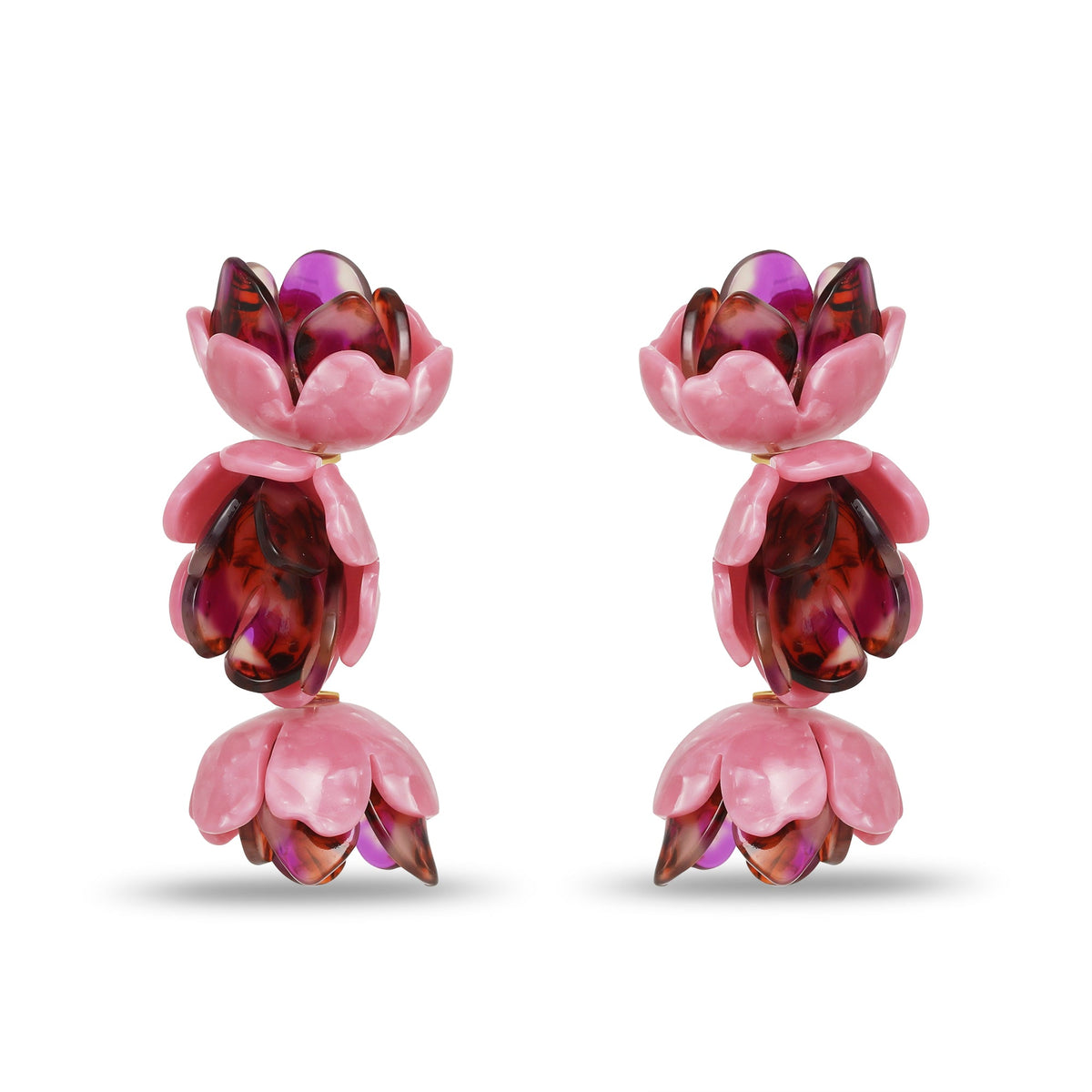 Lele Sadoughi EARRINGS ONE SIZE ROSE PETAL TRIPLE DROP CLIP-ON EARRINGS