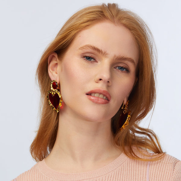 Lele Sadoughi Red good Statement Earrings