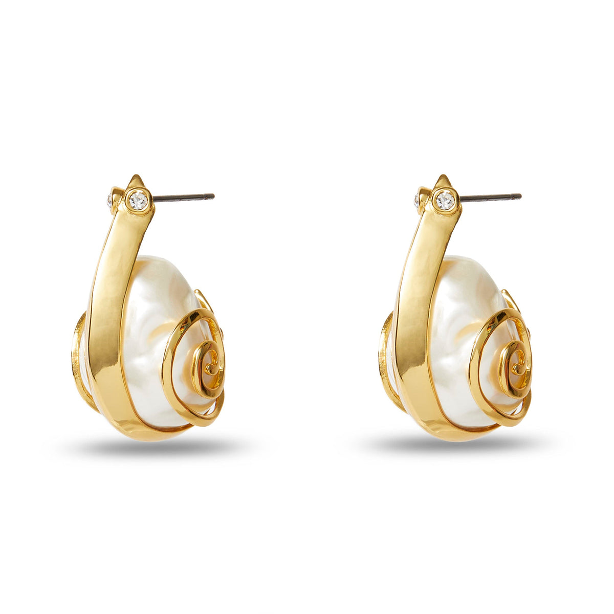 Lele Sadoughi EARRINGS PEARL SNAIL HOOP EARRINGS