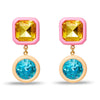 Lele Sadoughi EARRINGS POP PINK GEM DROP EARRINGS