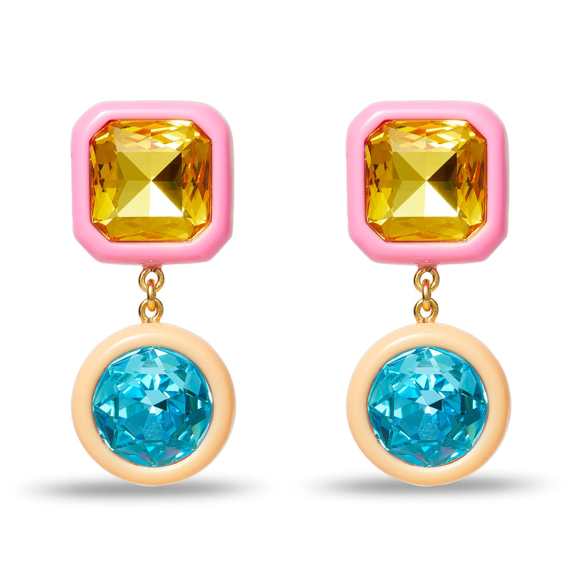 Lele Sadoughi EARRINGS POP PINK GEM DROP EARRINGS