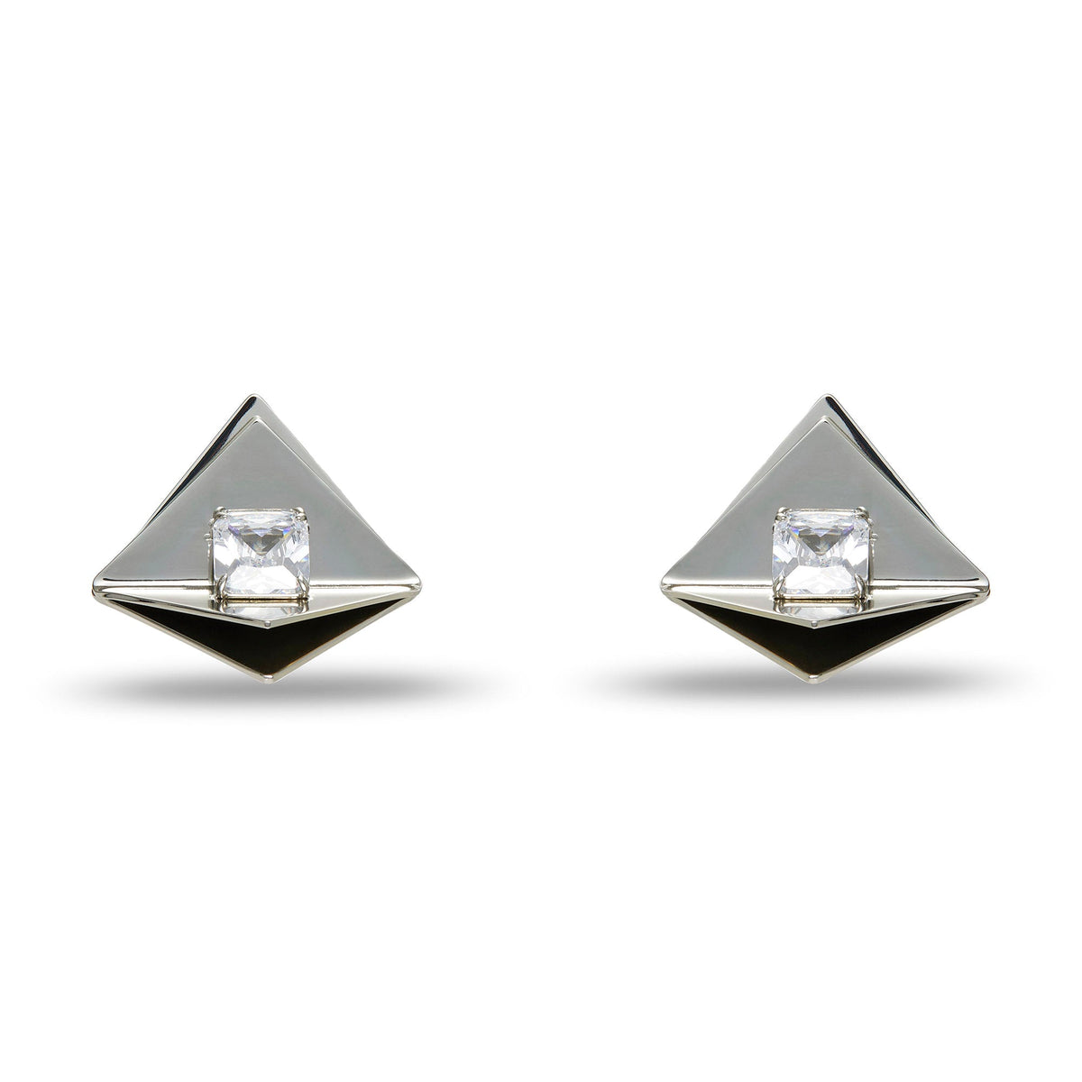 Lele Sadoughi EARRINGS SILVER GEO CRYSTAL BUTTON EARRINGS