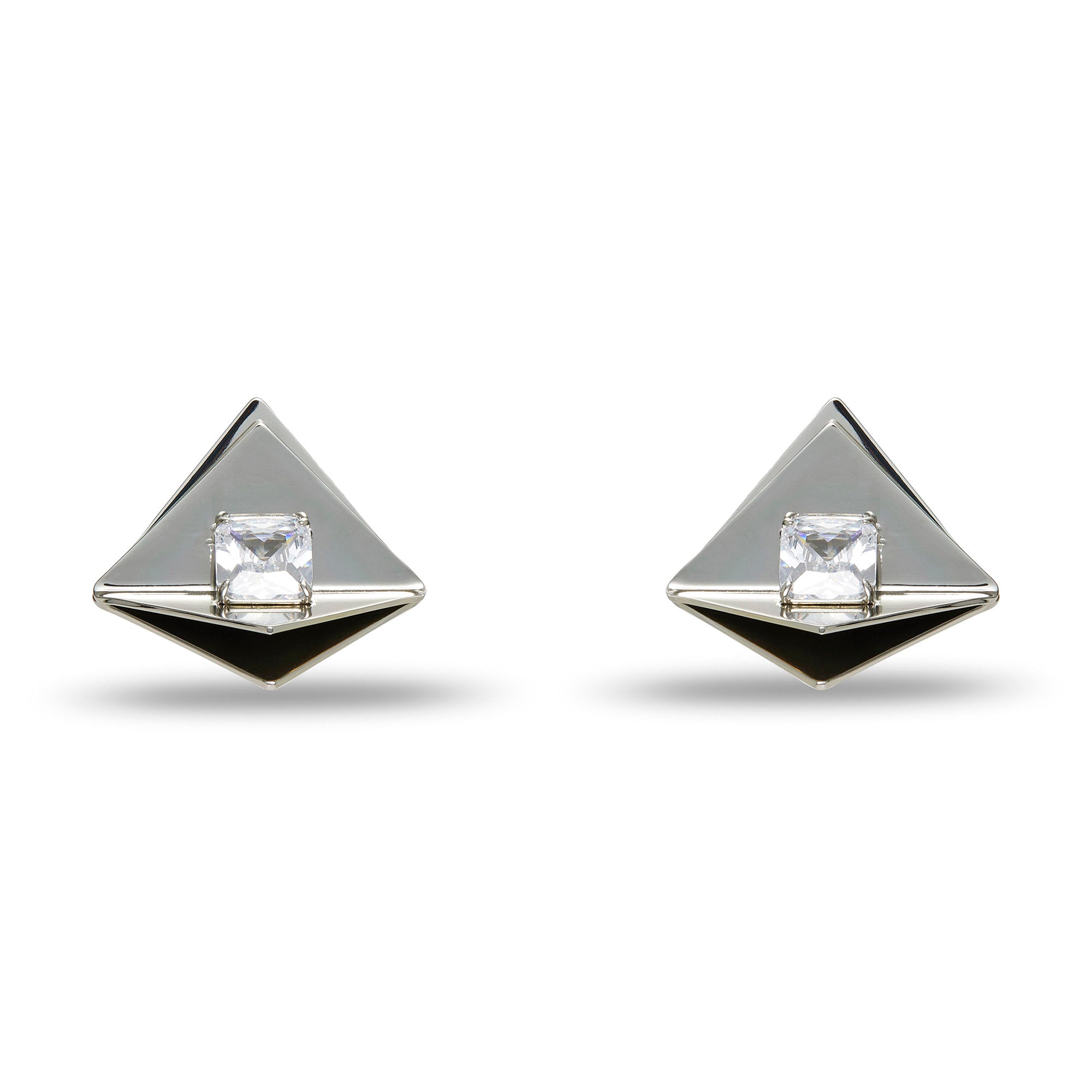 Lele Sadoughi EARRINGS SILVER GEO CRYSTAL BUTTON EARRINGS