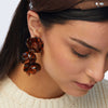 Lele Sadoughi EARRINGS TIGERS EYE ROSE PETAL TRIPLE DROP CLIP-ON EARRINGS