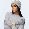 Lele Sadoughi GLOVES DOVE GREY BOW EMBELLISHED FINGERLESS GLOVES