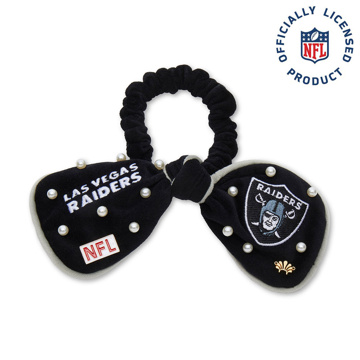 Lele Sadoughi HAIR LAS VEGAS RAIDERS LELE X NFL JET BOW SCRUNCHIE