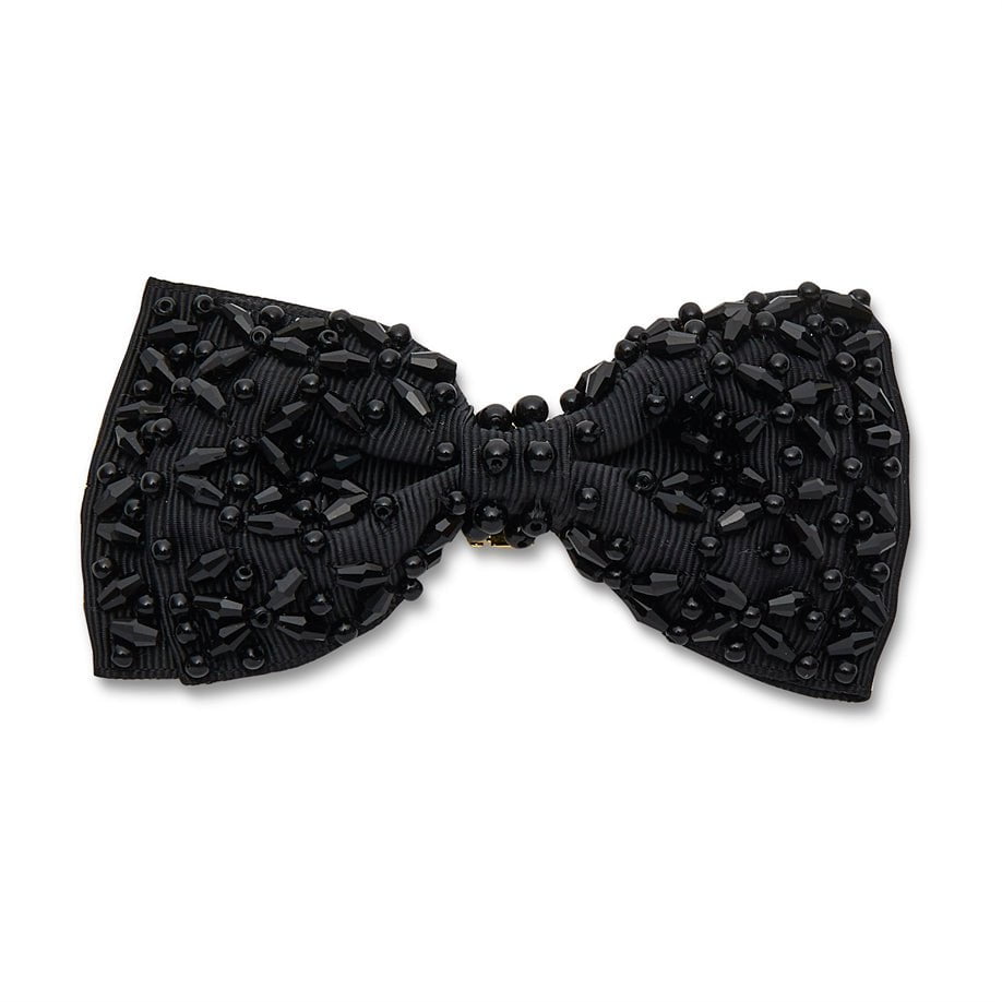 Lele Sadoughi Jet Velvet Ribbon Bow-Tie Barrette