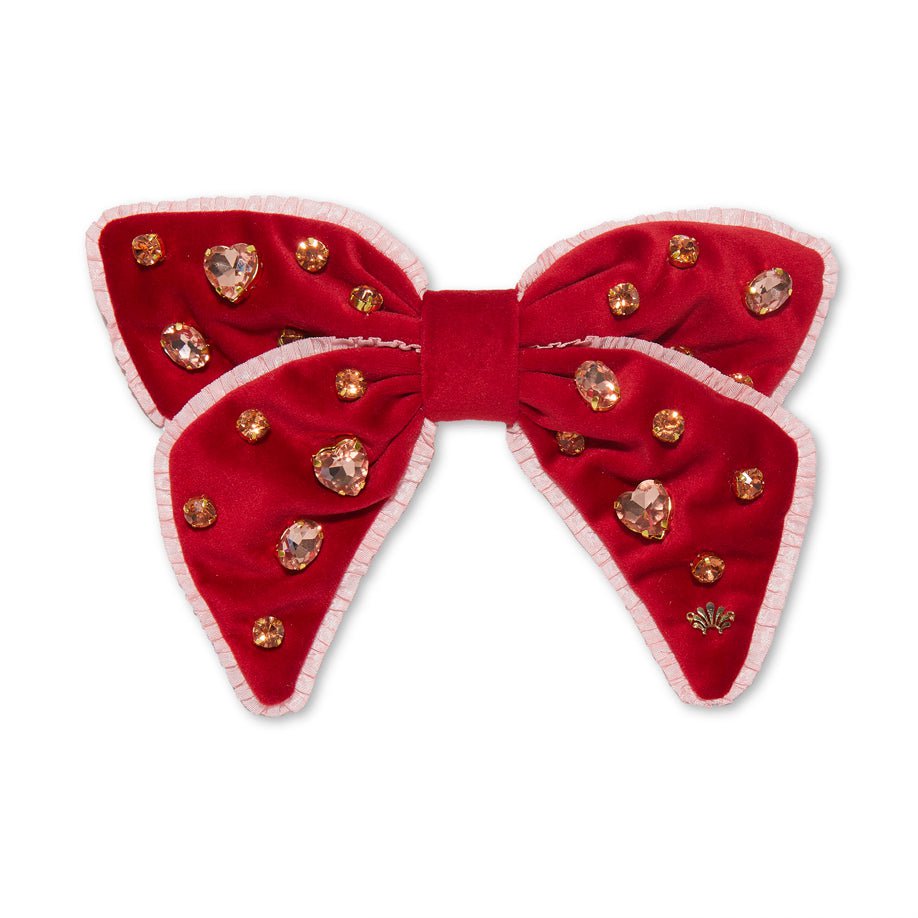 Lele Sadoughi HAIR ONE SIZE VALENTINES RED EMBELLISHED VALENTINES BOW BARRETTE