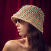 Lele Sadoughi HATS AQUA CRYSTAL OPEN WEAVE BUCKET HAT