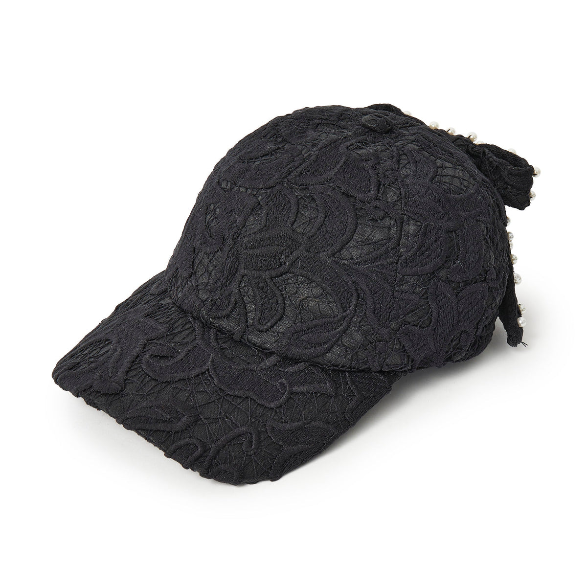 Lele Sadoughi HATS JET LACE BOW EMBELLISHED BASEBALL CAP