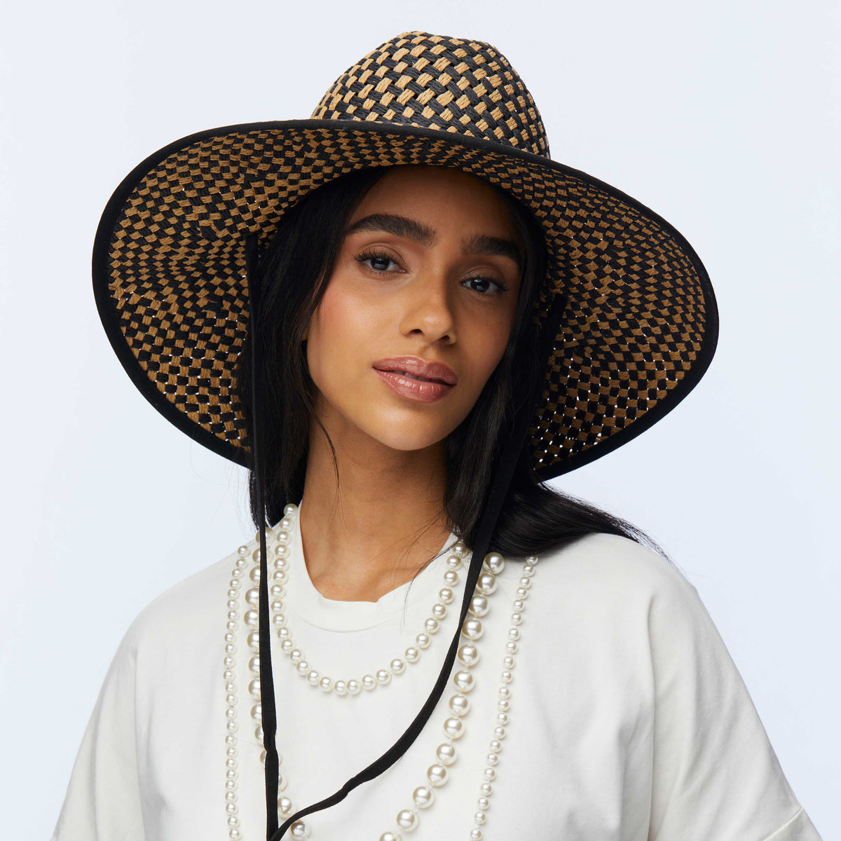 JET NATURAL STRAW CHECKERED HAT - Lele Sadoughi