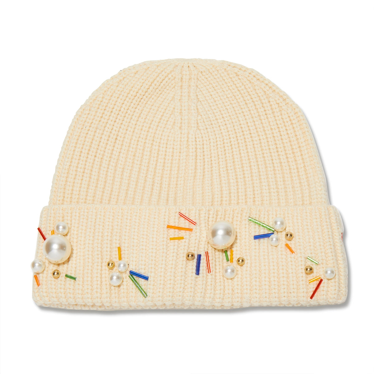 Lele Sadoughi HATS ONE SIZE IVORY RAINBOW PEARL CONFETTI BEANIE