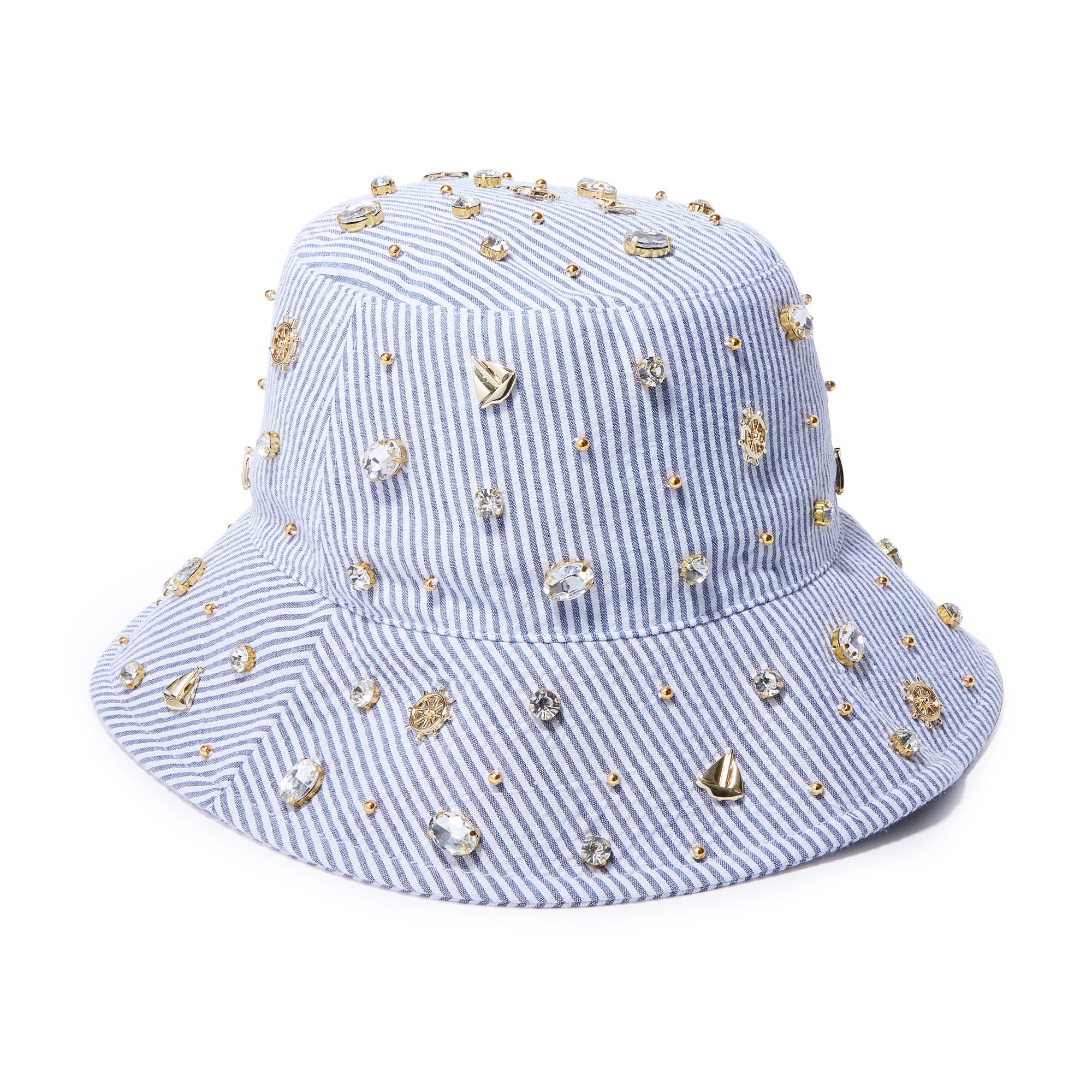 Lele Sadoughi HATS ONE SIZE / MARINA BLUE SAILBOAT CRYSTAL EMBELLISHED BUCKET HAT