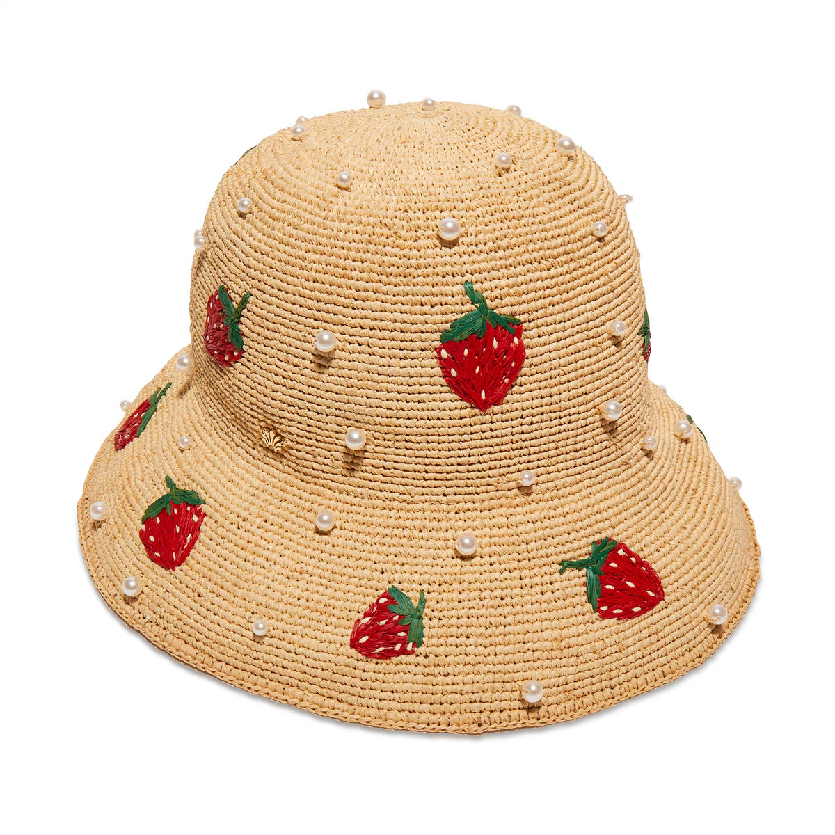 Lele Sadoughi HATS STRAWBERRY PEARL RAFFIA BUCKET HAT