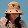 Lele Sadoughi HATS STRAWBERRY PEARL RAFFIA BUCKET HAT