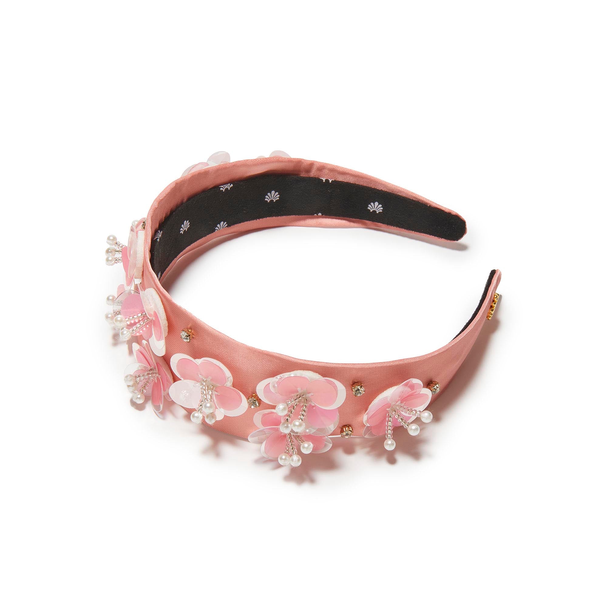 Lele Sadoughi HEADBANDS BLUSH MELON KIDS BRIGITTE PAILLETTE FLORAL HEADBAND