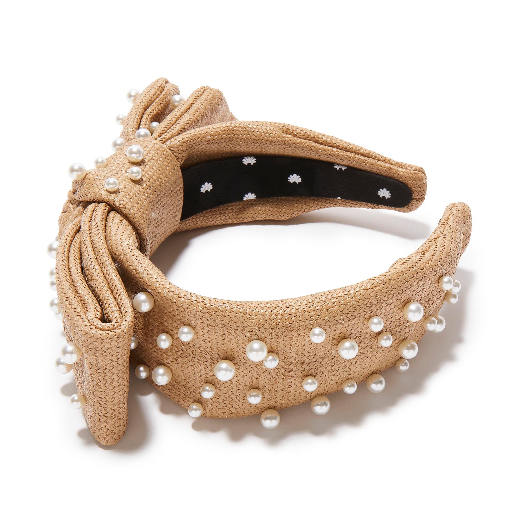 Lele Sadoughi HEADBANDS BUTTERSCOTCH PEARL RAFFIA HOLLY HEADBAND