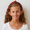 Lele Sadoughi HEADBANDS CEDAR BROWN KIDS CRYSTAL VELVET KNOTTED HEADBAND