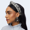 Lele Sadoughi HEADBANDS CHARCOAL STITCH CRYSTAL SNOWFLAKE SLIM KNOTTED HEADBAND