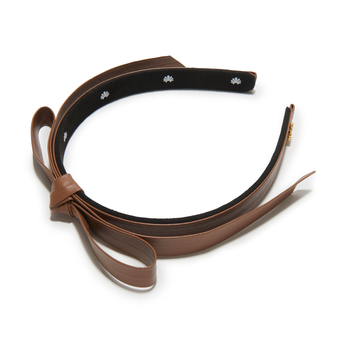 Lele Sadoughi HEADBANDS COGNAC BARDOT FAUX LEATHER HEADBAND