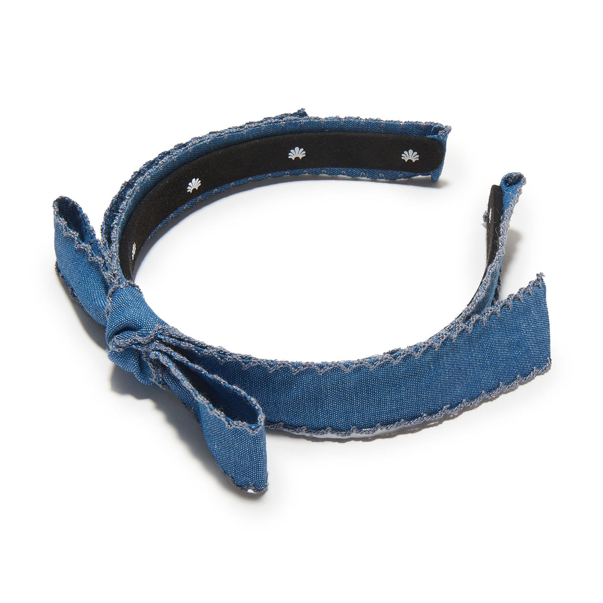 Lele Sadoughi HEADBANDS DENIM BARDOT SCALLOPED EDGE HEADBAND